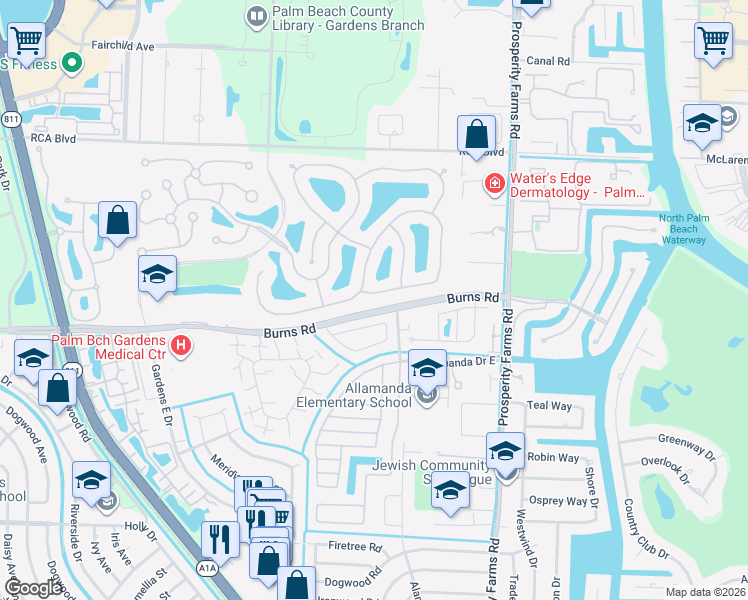 map of restaurants, bars, coffee shops, grocery stores, and more near 239 Kelsey Park Circle in Palm Beach Gardens