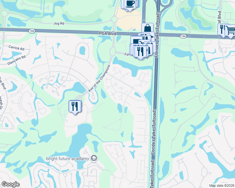 map of restaurants, bars, coffee shops, grocery stores, and more near 1126 11th Terrace in Palm Beach Gardens