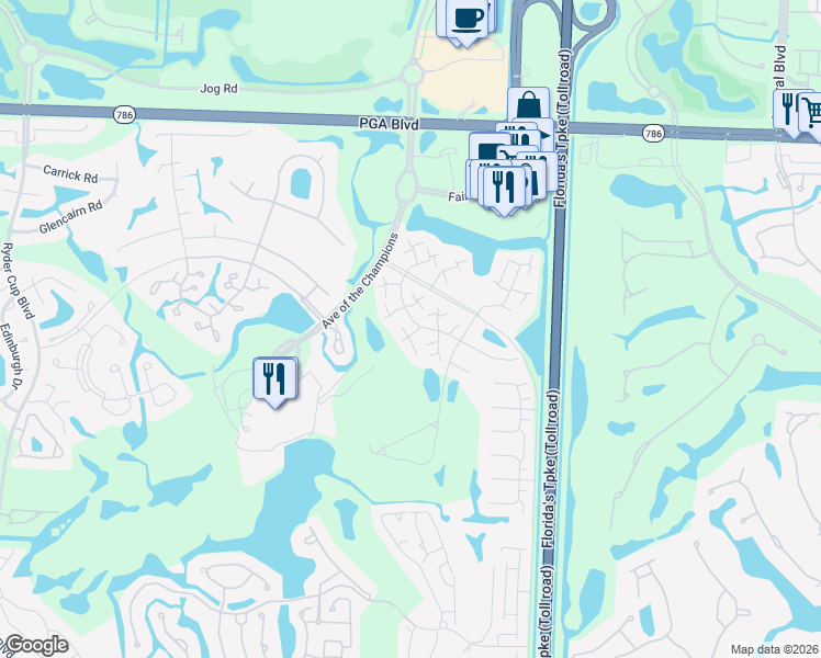 map of restaurants, bars, coffee shops, grocery stores, and more near 1336 13th Terrace in Palm Beach Gardens