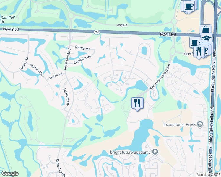 map of restaurants, bars, coffee shops, grocery stores, and more near 608 Club Drive in Palm Beach Gardens