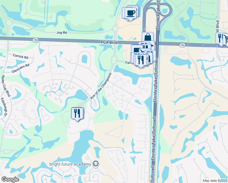 map of restaurants, bars, coffee shops, grocery stores, and more near 1401 14th Terrace in Palm Beach Gardens