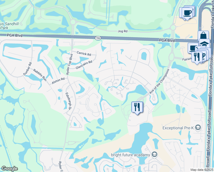 map of restaurants, bars, coffee shops, grocery stores, and more near 813 Club Drive in Palm Beach Gardens
