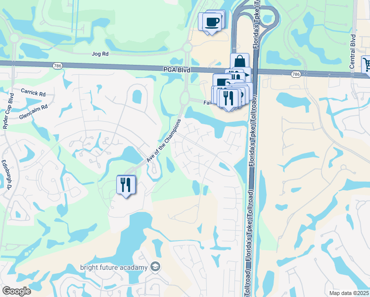 map of restaurants, bars, coffee shops, grocery stores, and more near 1402 14th Terrace in Palm Beach Gardens