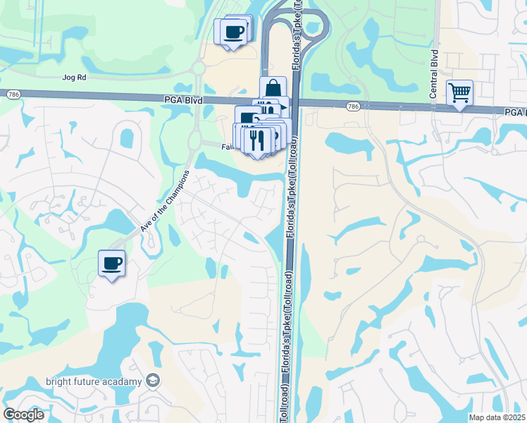 map of restaurants, bars, coffee shops, grocery stores, and more near 703 7th Terrace in Palm Beach Gardens