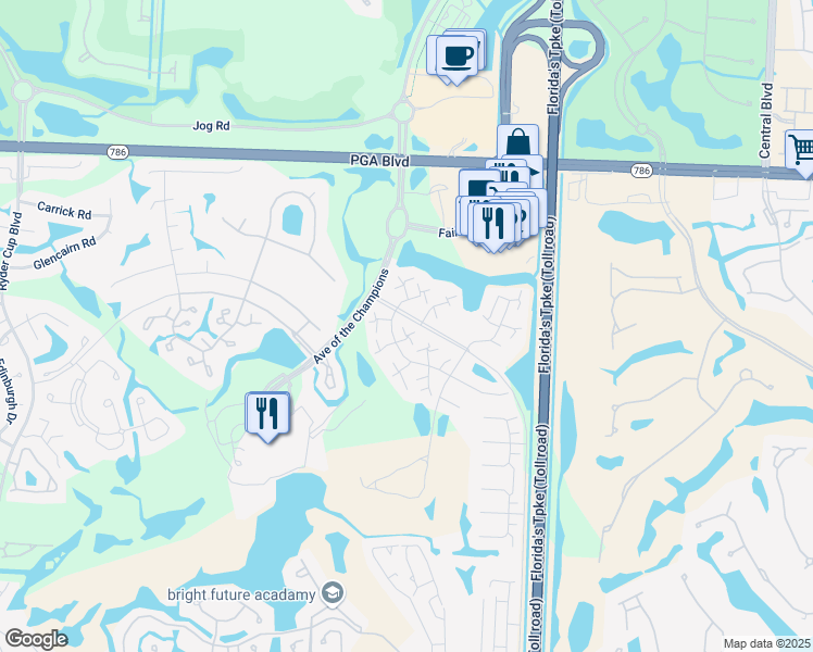 map of restaurants, bars, coffee shops, grocery stores, and more near 1405 14th Terrace in Palm Beach Gardens