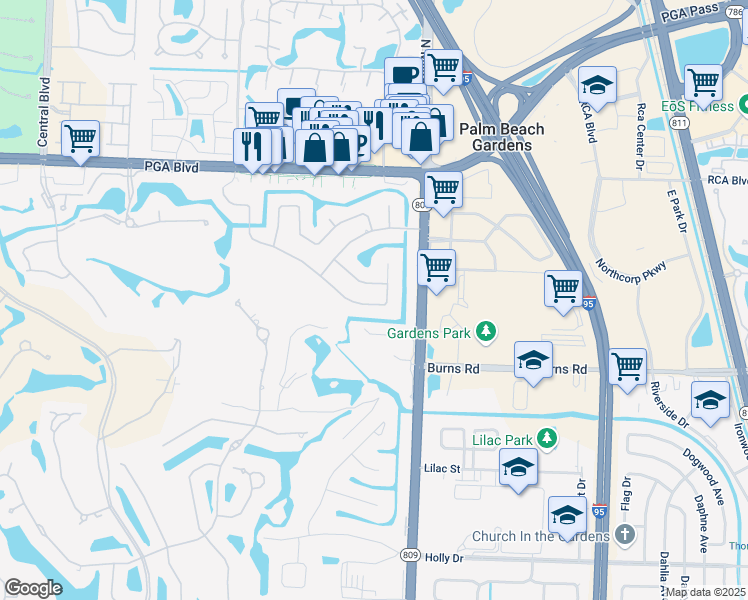 map of restaurants, bars, coffee shops, grocery stores, and more near 4125 Hickory Drive in Palm Beach Gardens