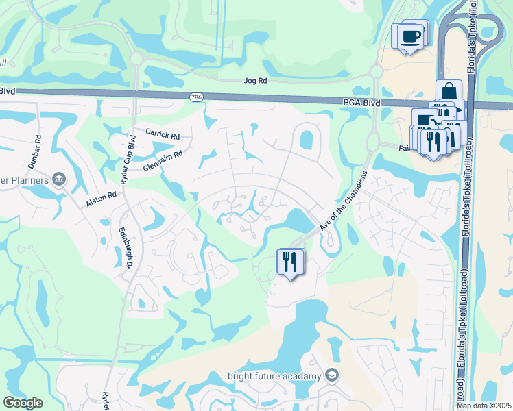 map of restaurants, bars, coffee shops, grocery stores, and more near 206 Club Drive in Palm Beach Gardens