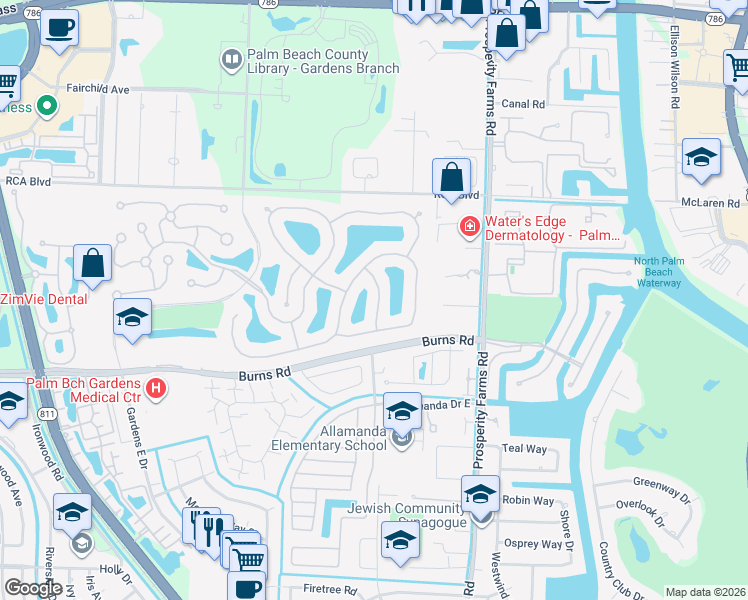 map of restaurants, bars, coffee shops, grocery stores, and more near 617 Rosa Court in Palm Beach Gardens
