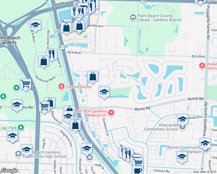 map of restaurants, bars, coffee shops, grocery stores, and more near 9504 Chapman Oak Court in Palm Beach Gardens