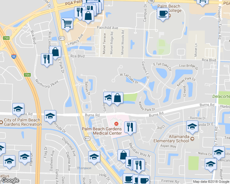 map of restaurants, bars, coffee shops, grocery stores, and more near 9404 Chapman Oak Court in Palm Beach Gardens