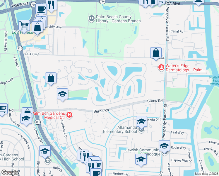 map of restaurants, bars, coffee shops, grocery stores, and more near 114 Winter Club Court in Palm Beach Gardens