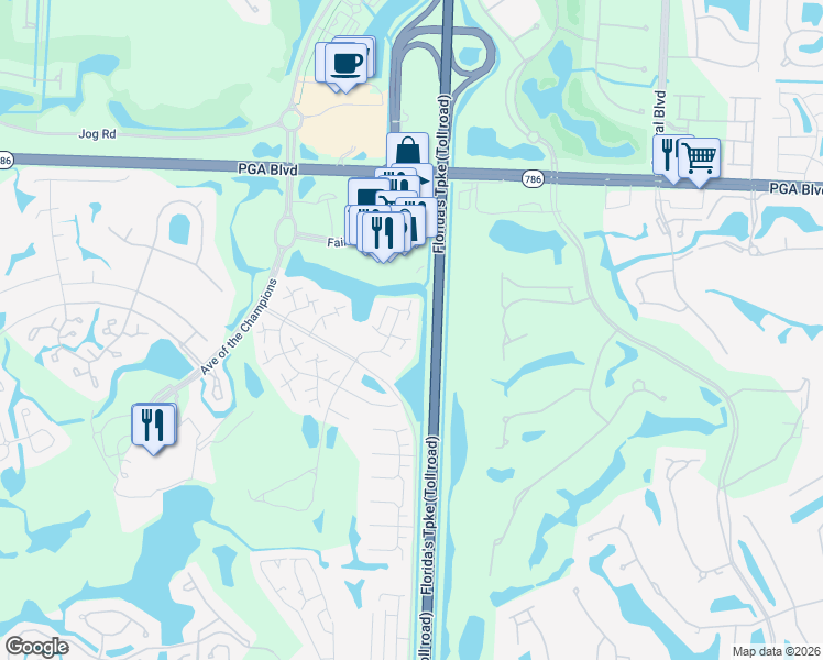 map of restaurants, bars, coffee shops, grocery stores, and more near 710 7th Terrace in Palm Beach Gardens