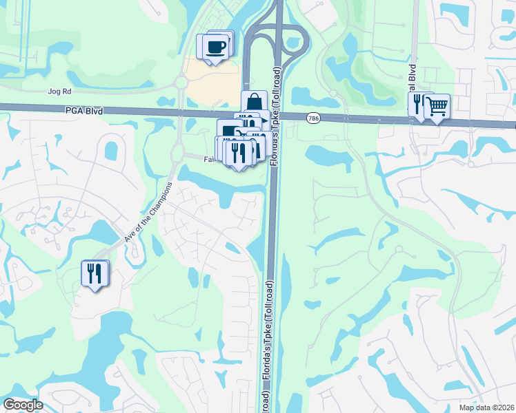 map of restaurants, bars, coffee shops, grocery stores, and more near 703 7th Terrace in Palm Beach Gardens