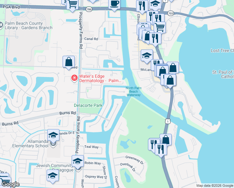 map of restaurants, bars, coffee shops, grocery stores, and more near 812 Harbour Isle Court in West Palm Beach