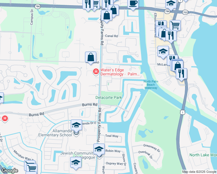 map of restaurants, bars, coffee shops, grocery stores, and more near 728 Sanctuary Cove Drive in North Palm Beach