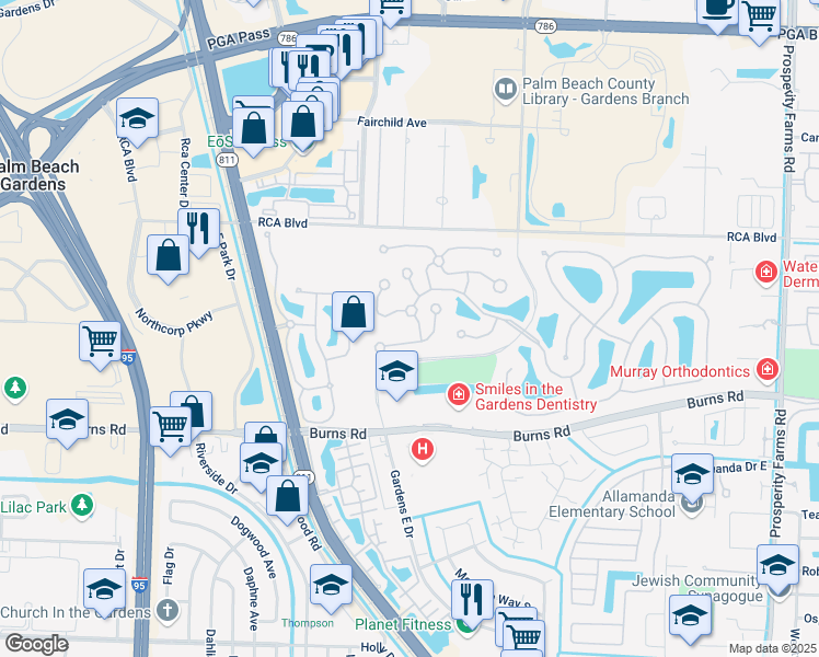 map of restaurants, bars, coffee shops, grocery stores, and more near 9504 Chapman Oak Court in Palm Beach Gardens