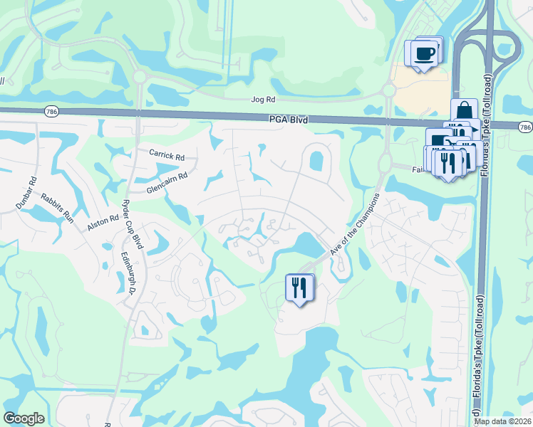 map of restaurants, bars, coffee shops, grocery stores, and more near 29 Balfour Road East in Palm Beach Gardens