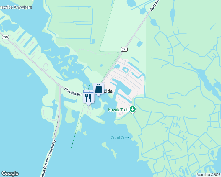 map of restaurants, bars, coffee shops, grocery stores, and more near 15001 Gasparilla Road in Placida