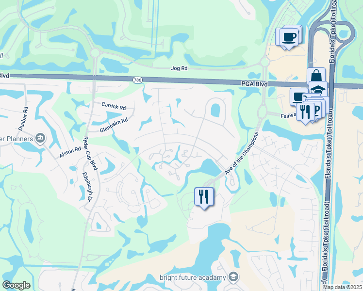 map of restaurants, bars, coffee shops, grocery stores, and more near 29 Balfour Road West in Palm Beach Gardens