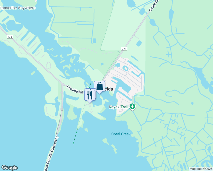 map of restaurants, bars, coffee shops, grocery stores, and more near 13213 Gasparilla Road in Placida