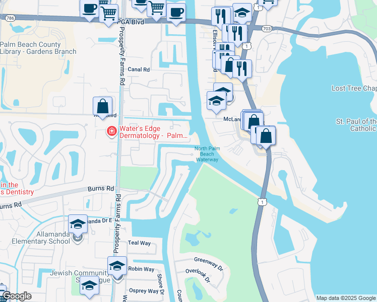 map of restaurants, bars, coffee shops, grocery stores, and more near 853 Harbour Isle Place in West Palm Beach