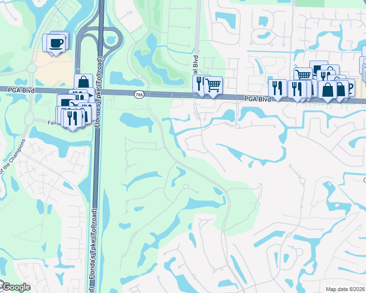 map of restaurants, bars, coffee shops, grocery stores, and more near 5560 Tamberlane Circle in Palm Beach Gardens