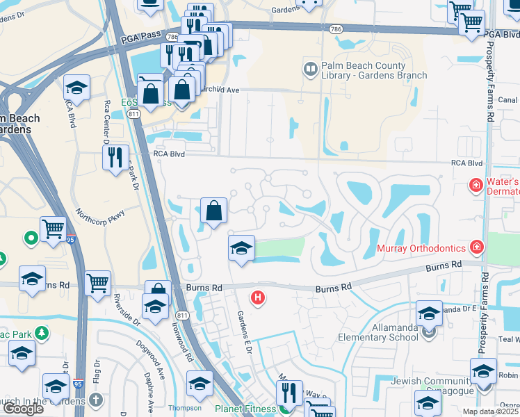 map of restaurants, bars, coffee shops, grocery stores, and more near 10002 Chapman Oak Court in Palm Beach Gardens