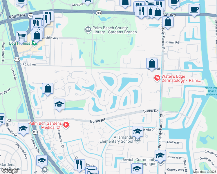 map of restaurants, bars, coffee shops, grocery stores, and more near 254 East Tall Oaks Circle in Palm Beach Gardens
