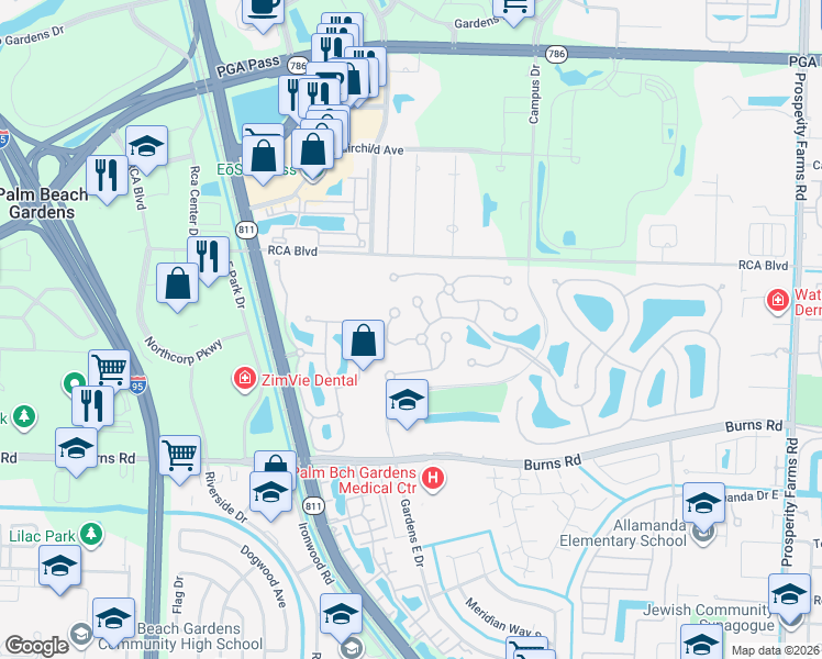 map of restaurants, bars, coffee shops, grocery stores, and more near 6201 Geminata Oak Court in Palm Beach Gardens