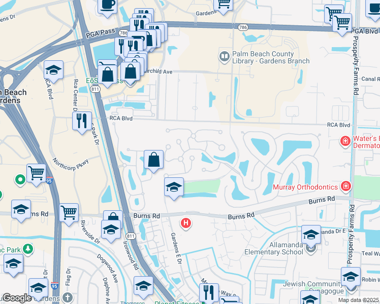 map of restaurants, bars, coffee shops, grocery stores, and more near 10002 Chapman Oak Court in Palm Beach Gardens
