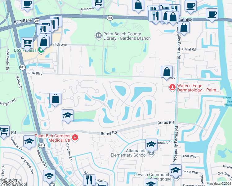 map of restaurants, bars, coffee shops, grocery stores, and more near 254 East Tall Oaks Circle in Palm Beach Gardens