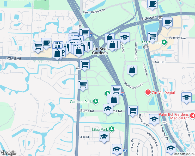 map of restaurants, bars, coffee shops, grocery stores, and more near 4315 Johnson Dairy Road in Palm Beach Gardens