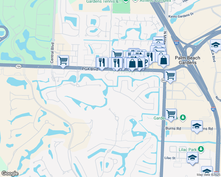 map of restaurants, bars, coffee shops, grocery stores, and more near 4486 Hickory Drive in Palm Beach Gardens