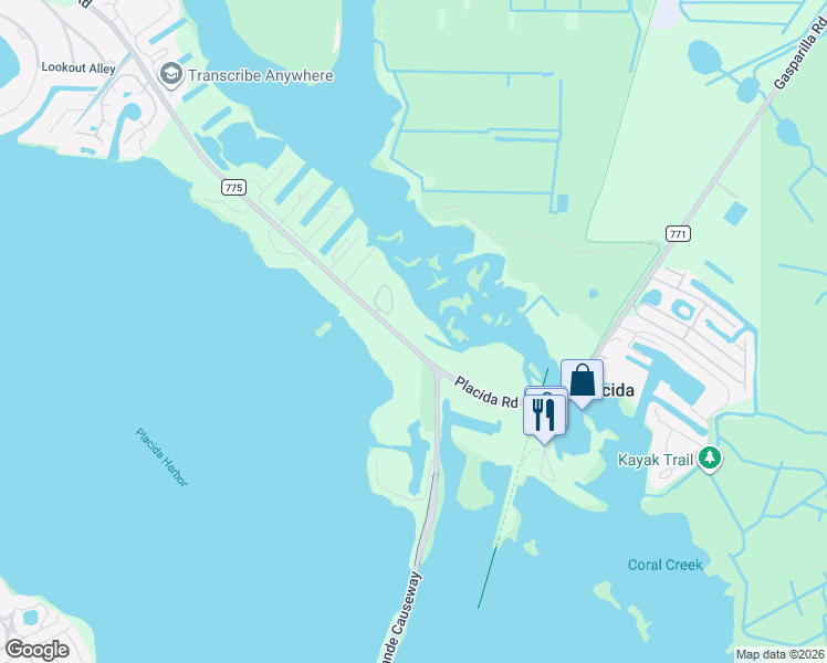 map of restaurants, bars, coffee shops, grocery stores, and more near 12598-12544,12599-12549 Thunderation Way in Placida