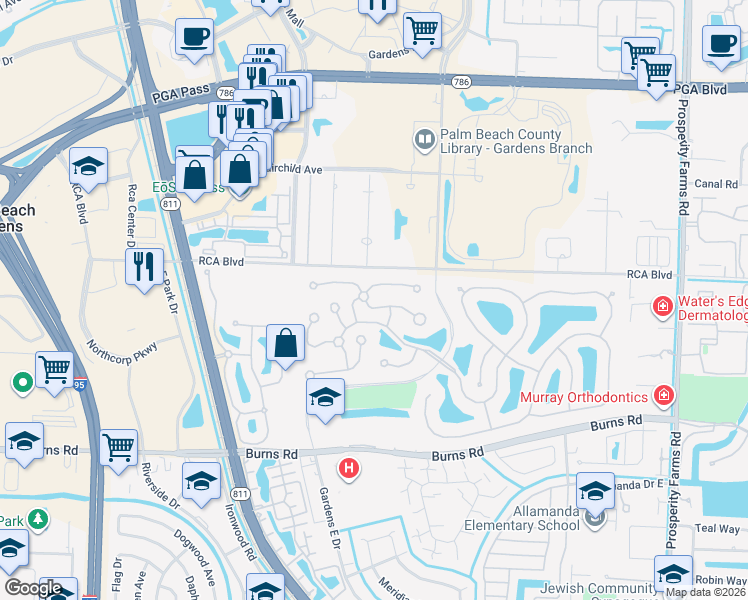 map of restaurants, bars, coffee shops, grocery stores, and more near 2001 Silverleaf Oak Court in Palm Beach Gardens