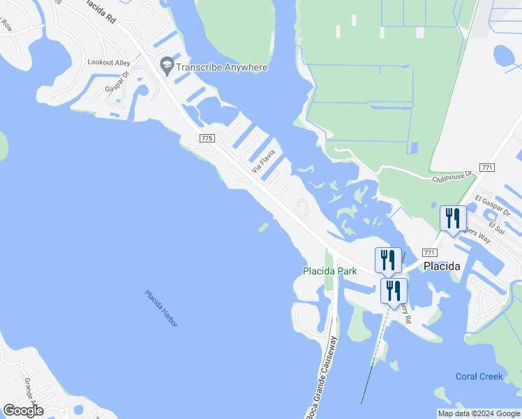 map of restaurants, bars, coffee shops, grocery stores, and more near 12250 Placida Road in Placida