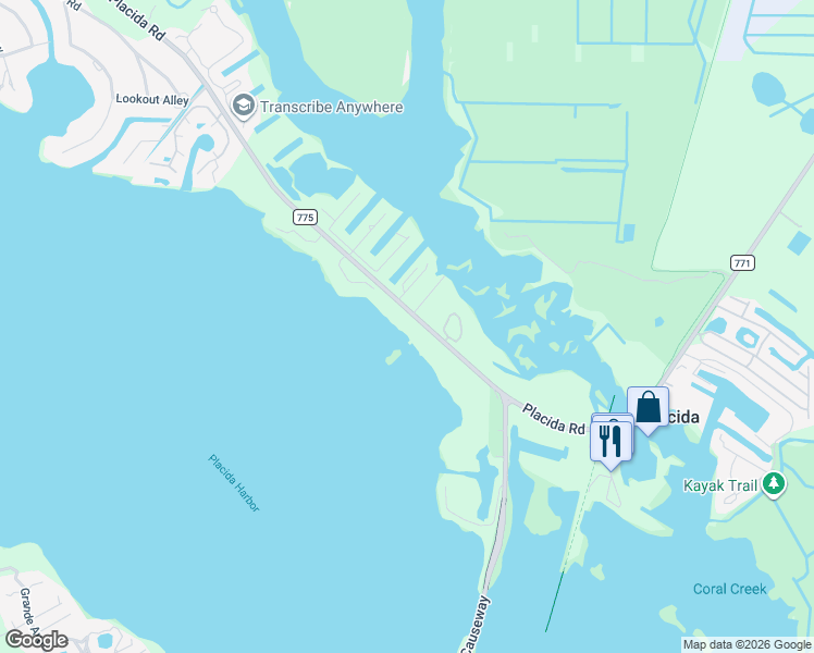 map of restaurants, bars, coffee shops, grocery stores, and more near 12250 Placida Road in Placida