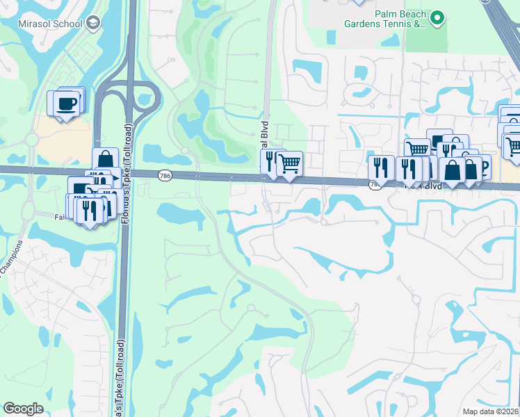map of restaurants, bars, coffee shops, grocery stores, and more near 11811 Avenue of the PGA in West Palm Beach