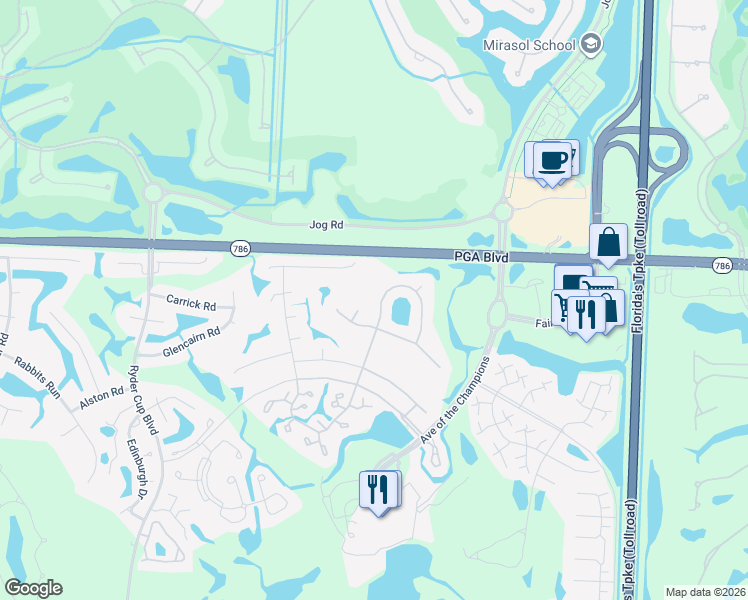 map of restaurants, bars, coffee shops, grocery stores, and more near 4 Guillard Court in Palm Beach Gardens