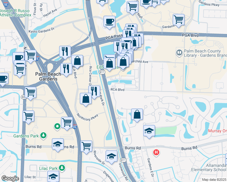 map of restaurants, bars, coffee shops, grocery stores, and more near 400 Catalina Lakes Boulevard in Palm Beach Gardens