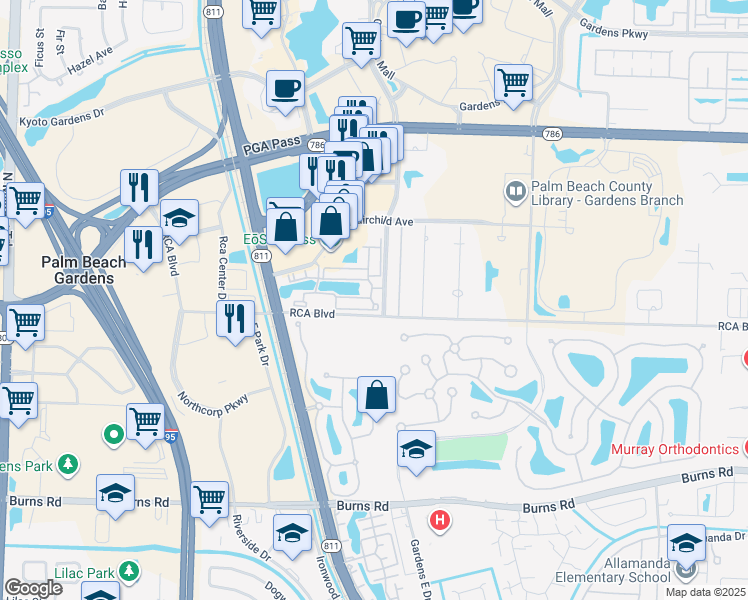 map of restaurants, bars, coffee shops, grocery stores, and more near 11001 Legacy Drive in Palm Beach Gardens