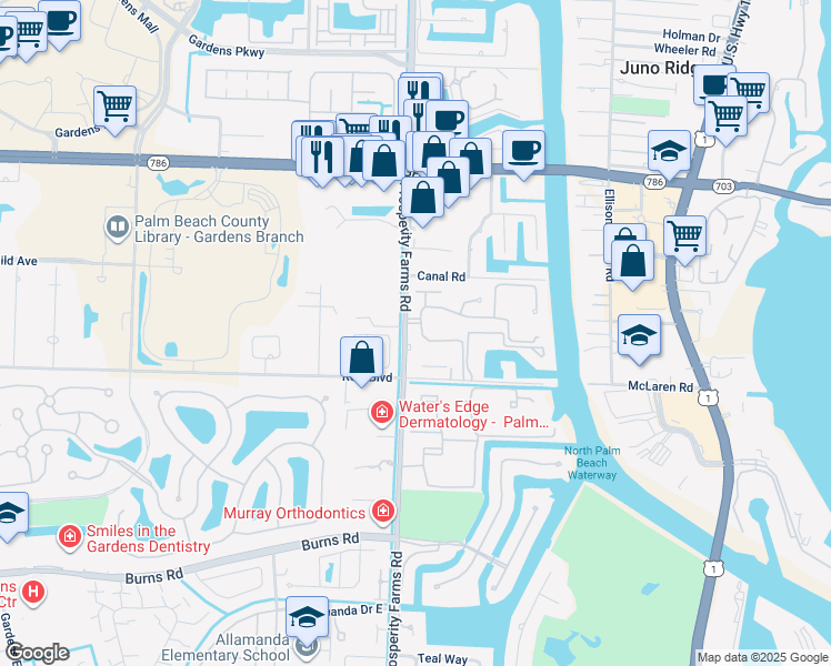 map of restaurants, bars, coffee shops, grocery stores, and more near 753 Cable Beach Lane in West Palm Beach