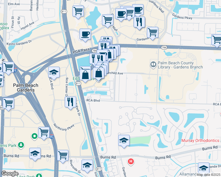 map of restaurants, bars, coffee shops, grocery stores, and more near 11013 Legacy Lane in Palm Beach Gardens