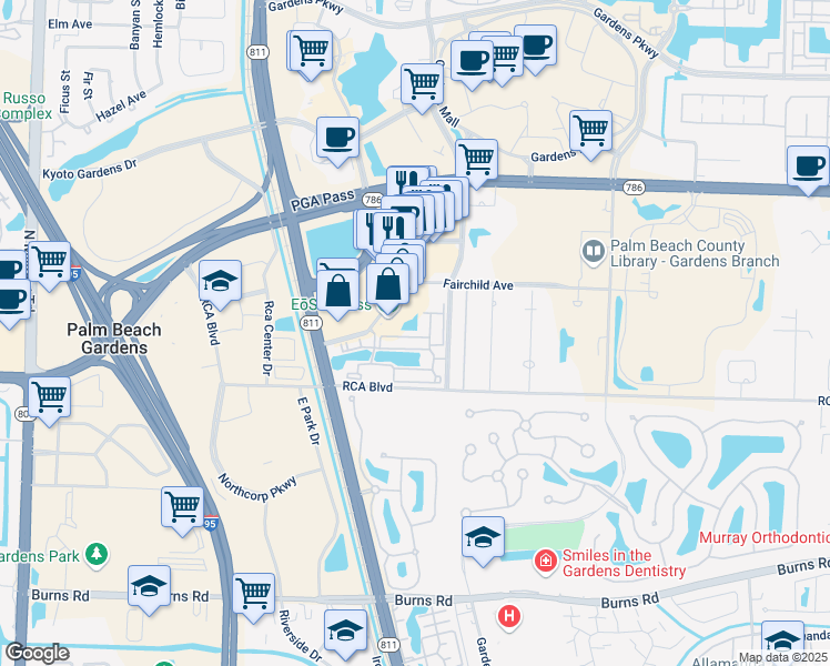 map of restaurants, bars, coffee shops, grocery stores, and more near 11025 Legacy Boulevard in Palm Beach Gardens