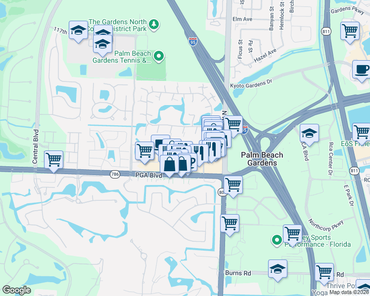 map of restaurants, bars, coffee shops, grocery stores, and more near 2314 23rd Lane in Palm Beach Gardens