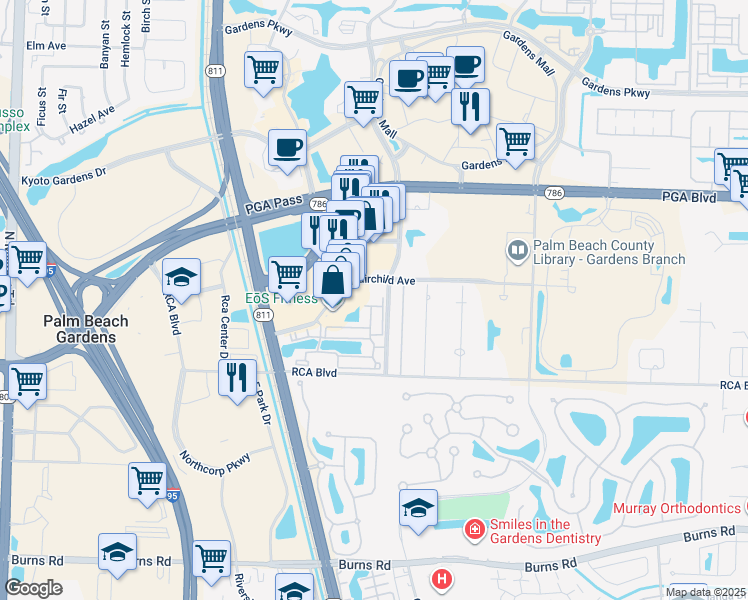 map of restaurants, bars, coffee shops, grocery stores, and more near 11023 Legacy Lane in Palm Beach Gardens