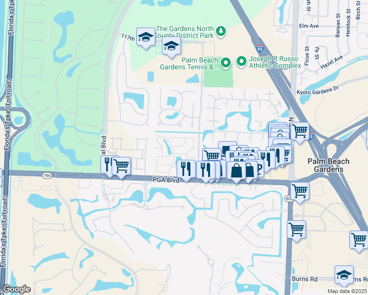 map of restaurants, bars, coffee shops, grocery stores, and more near 11198 Marjoram Drive in Palm Beach Gardens