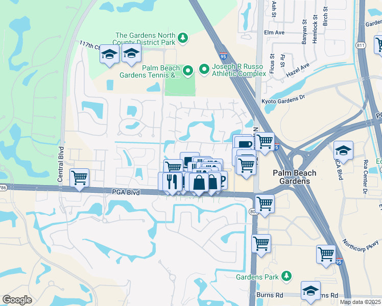 map of restaurants, bars, coffee shops, grocery stores, and more near 2110 21st Lane in Palm Beach Gardens