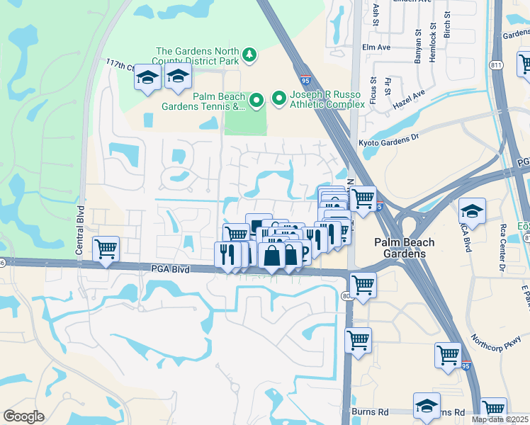 map of restaurants, bars, coffee shops, grocery stores, and more near 2218 22nd Lane in Palm Beach Gardens