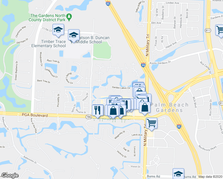 map of restaurants, bars, coffee shops, grocery stores, and more near 2105 21st Lane in Palm Beach Gardens